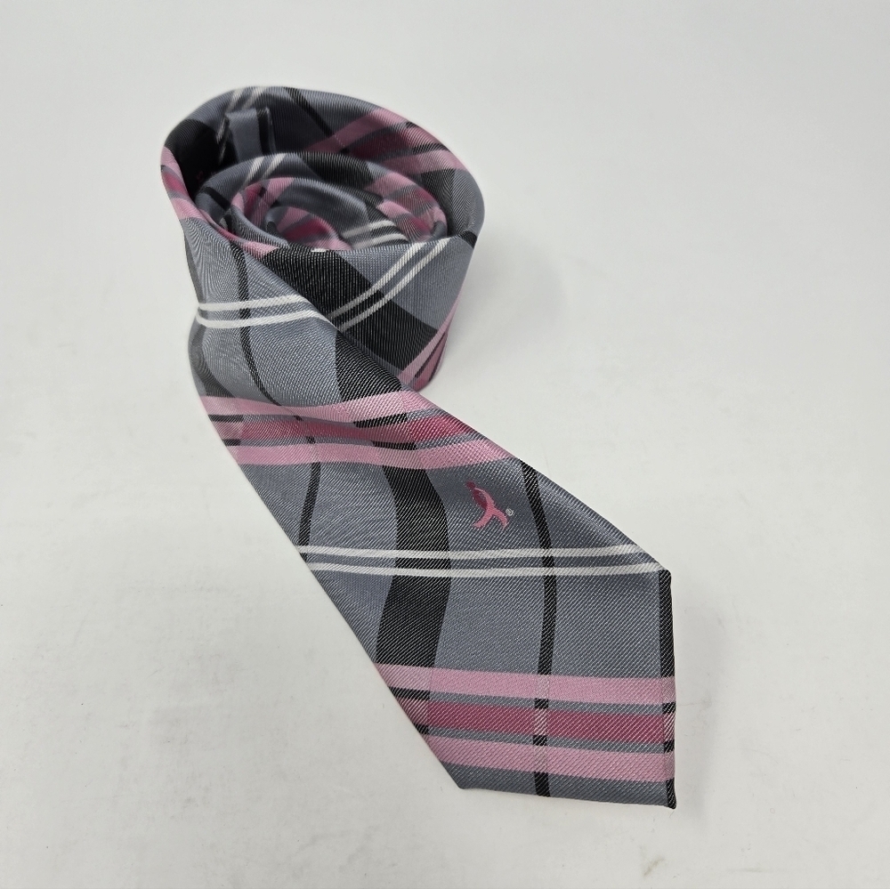 KNOTS FOR HOPE SUSAN G. KOMEN BREAST CANCER TIE NECKTIE MENSWEAR GREY & PINK MEN